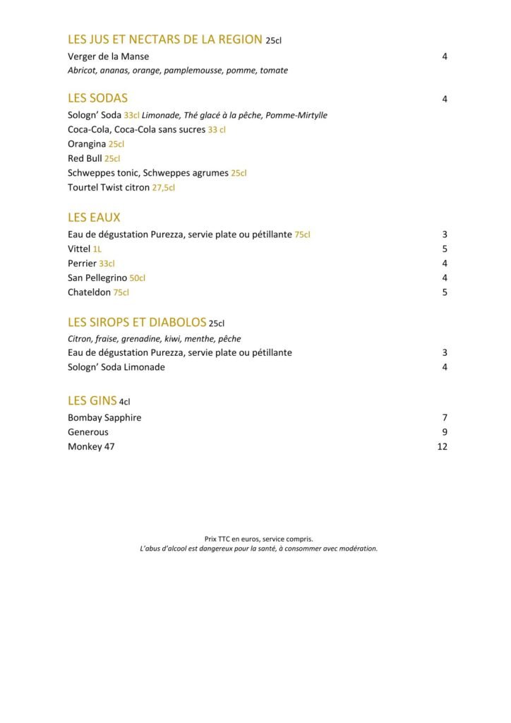 Jus eaux sodas sirops